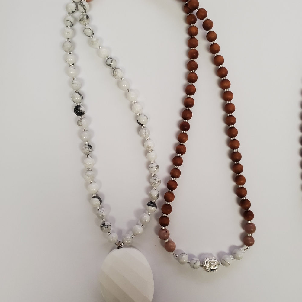 Handmade Sandalwood & Gem 108 Bead Mala Necklaces - Picture 3 of 8